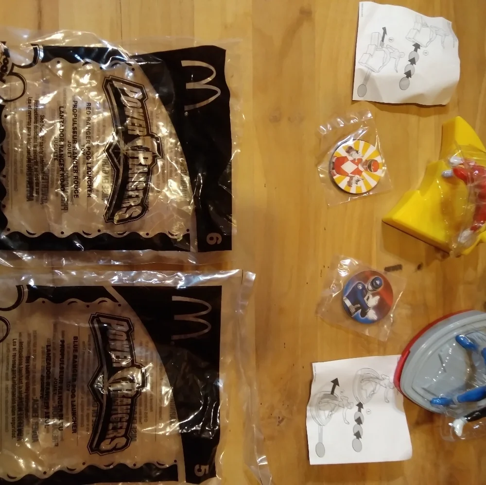 Vintage McDonald's Power Rangers pog launcher toys with pogs new sealed packages